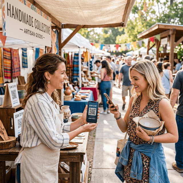 Vendor showing a QR Code
