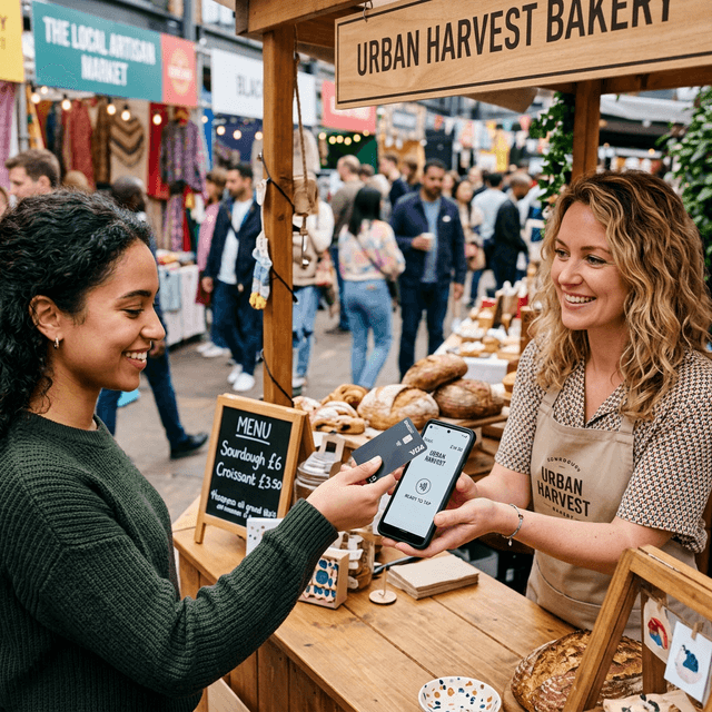 Tap to pay at a pop-up shop